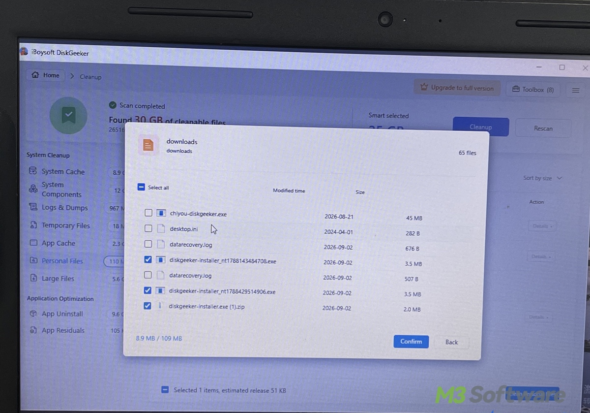 Add personal files to be deleted