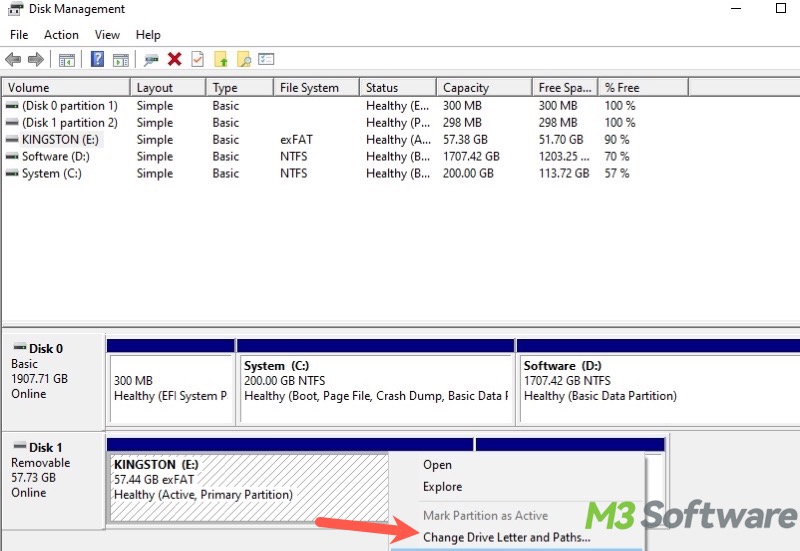 assign drive letter in Disk Management