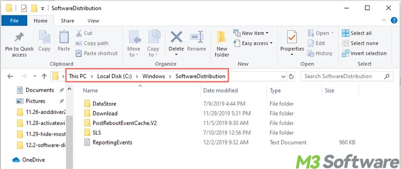 delete Windows update files in SoftwareDistribution folder