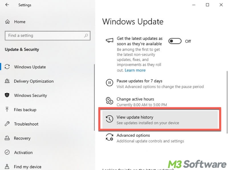 delete Windows update files by uninstalling updates