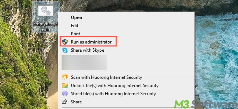 empty Recycle Bin through batch file on Windows 10
