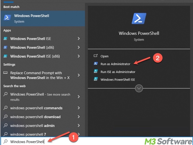 Windows PowerShell run as administrator on Windows 10