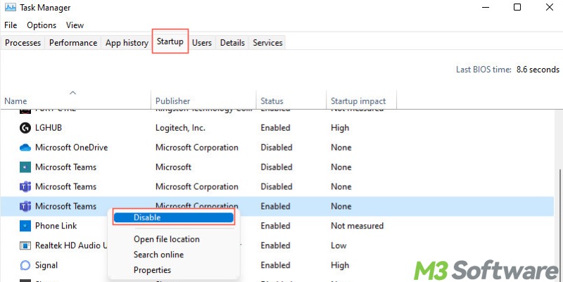 disable Startup App in Windows 11 Task Manager