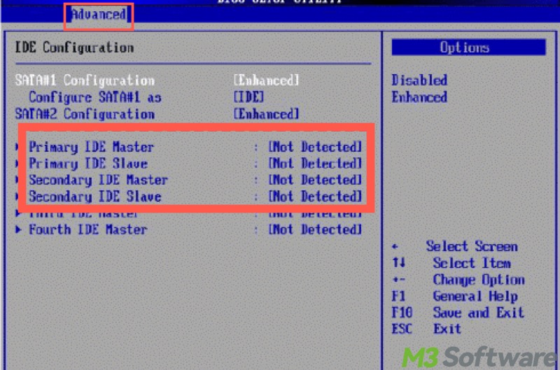 IDE not detected in BIOS