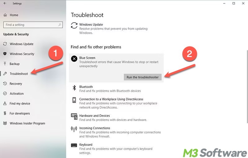 run blue screen of death troubleshooter Windows