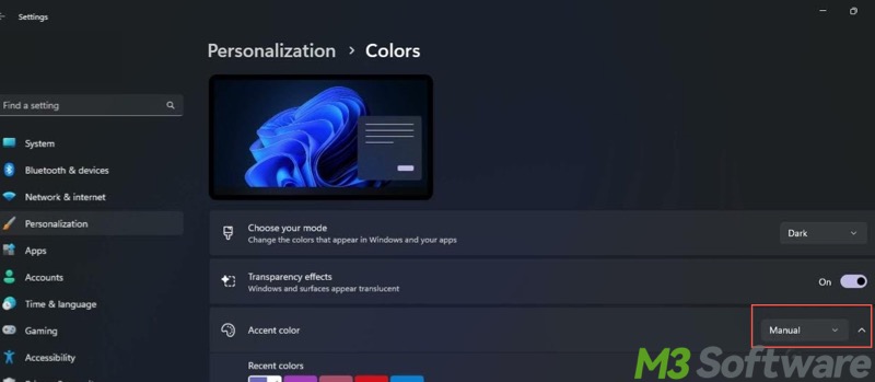 accent color in Windows 11