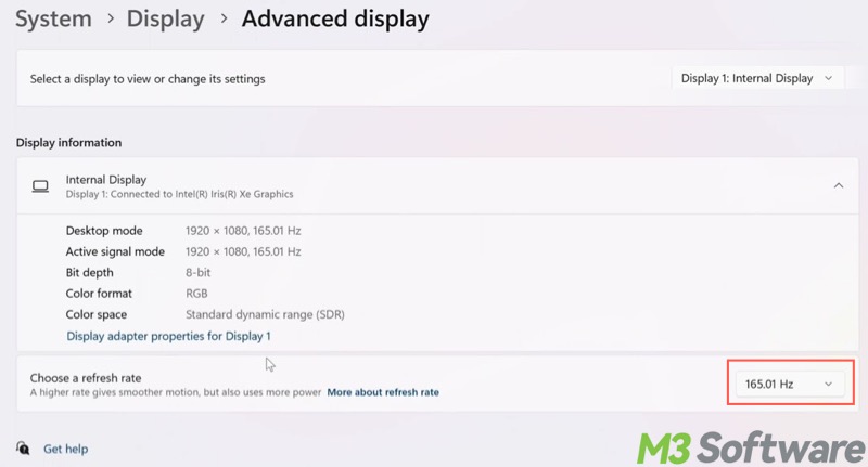 change refresh rate Windows 11