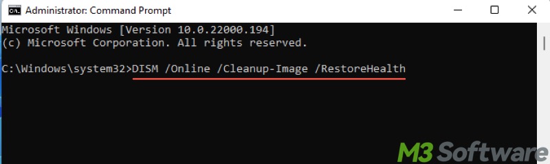 DISM Restorehealth in cmd Windows 11