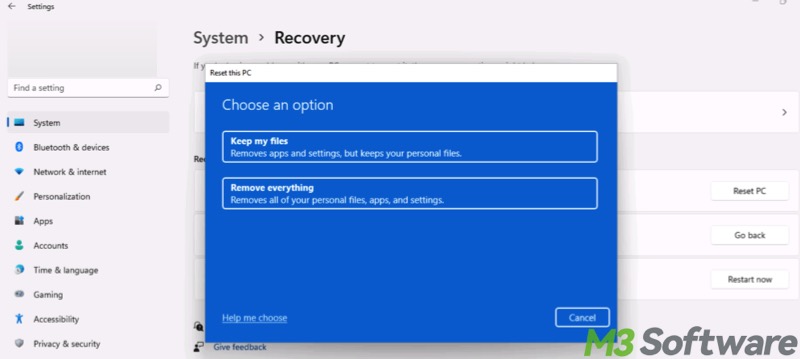 Reset PC in Windows 11