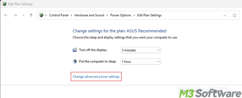 change advanced power settings power options in Windows Control Panel