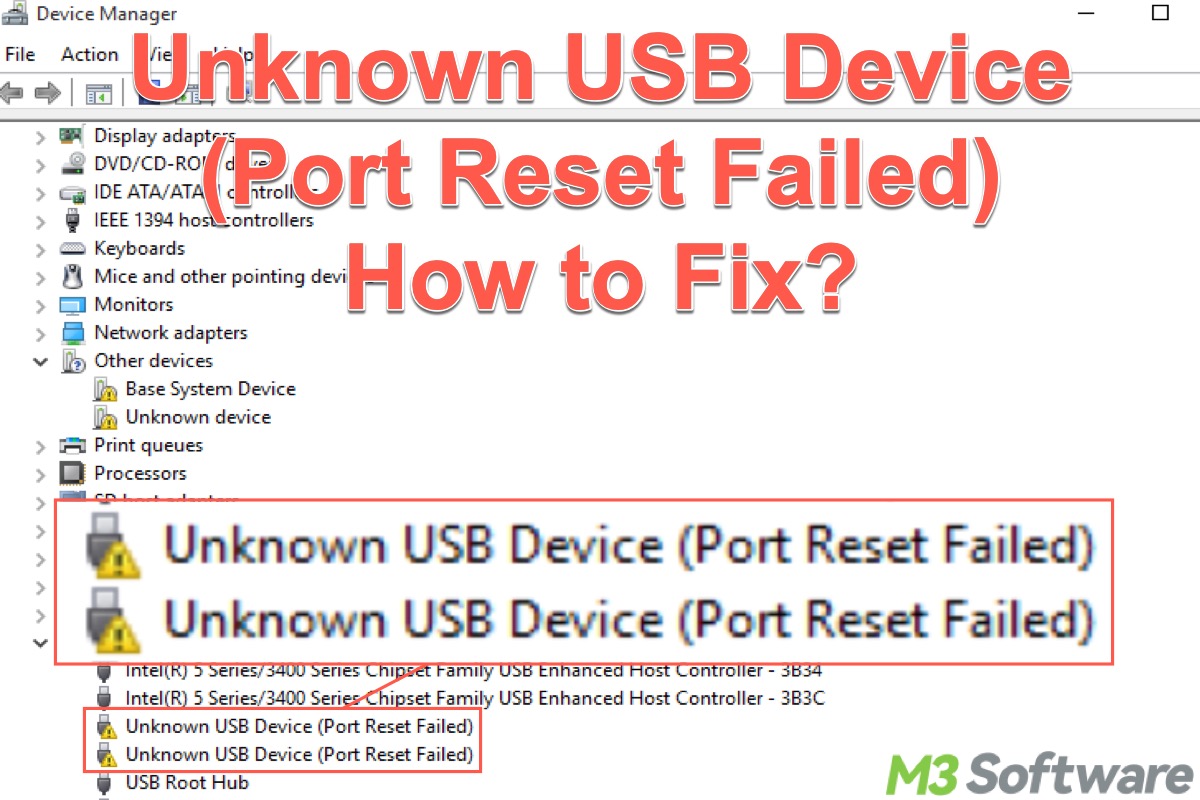 Unknown USB Device Port Reset Failed