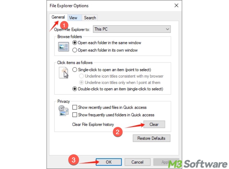 clear File Explorer history Windows