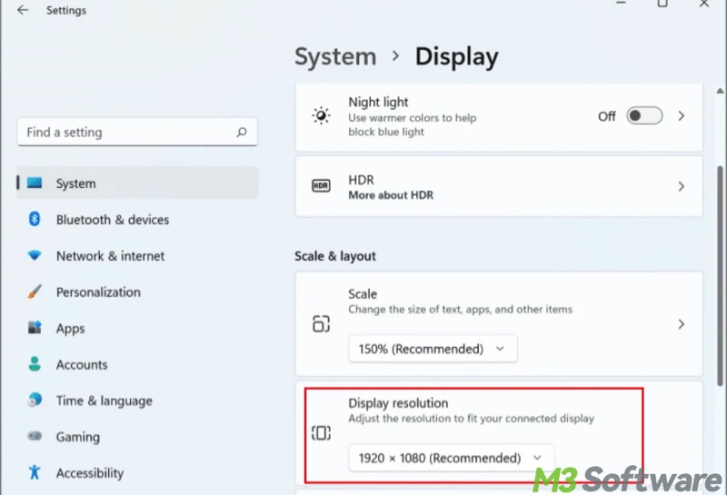 change screen resolution