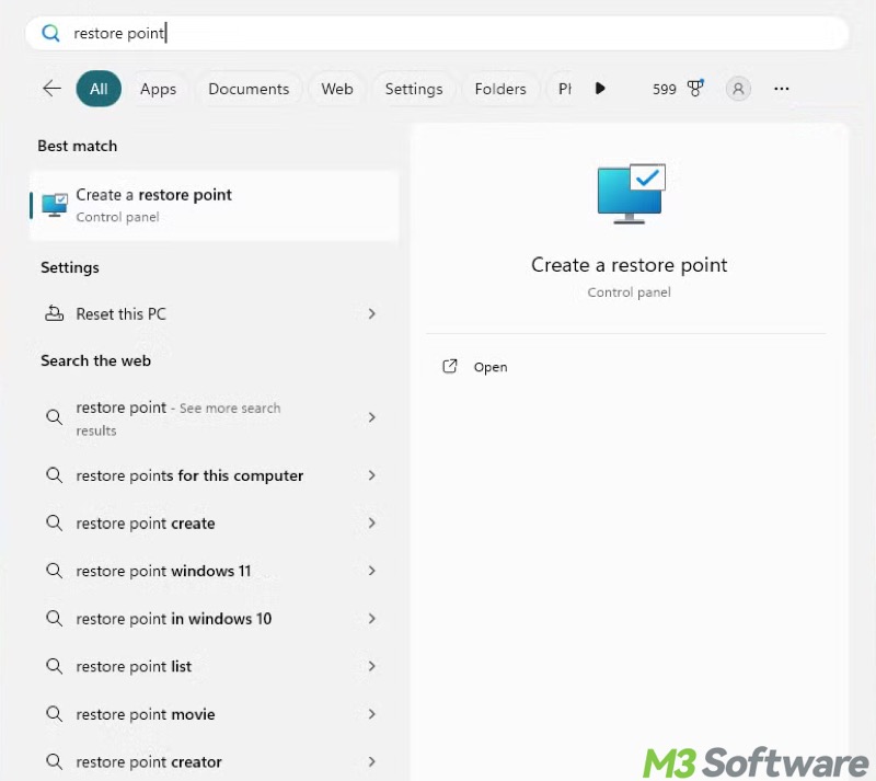 system restore in Windows 11