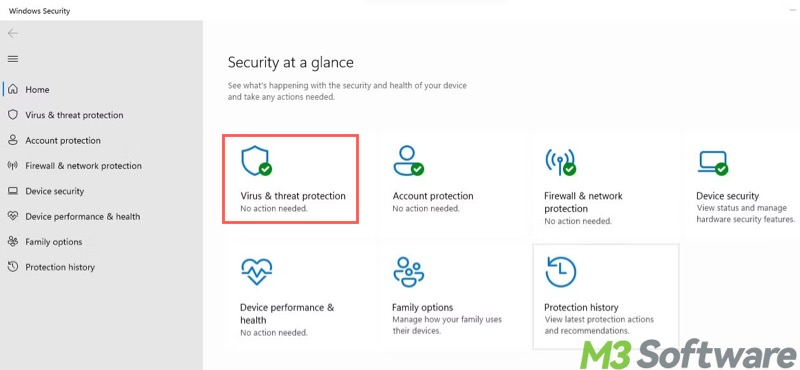 virus and protection in Windows 11
