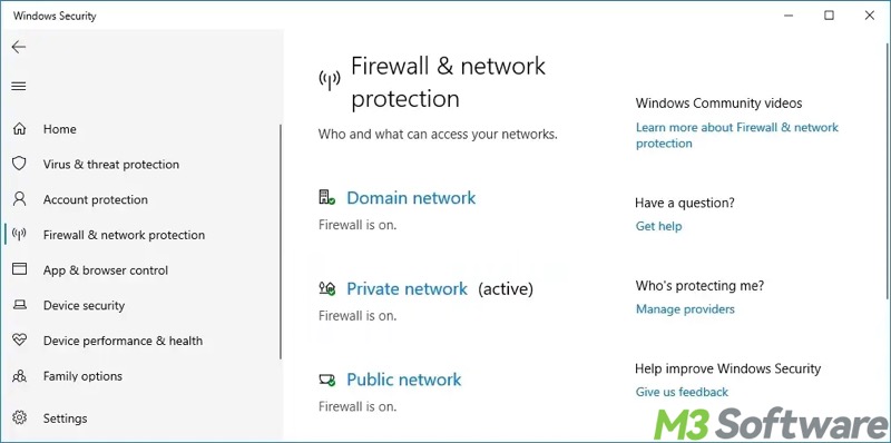 firewall network protection in Windows 10