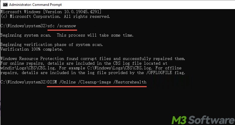run SFC and DISM scan in cmd
