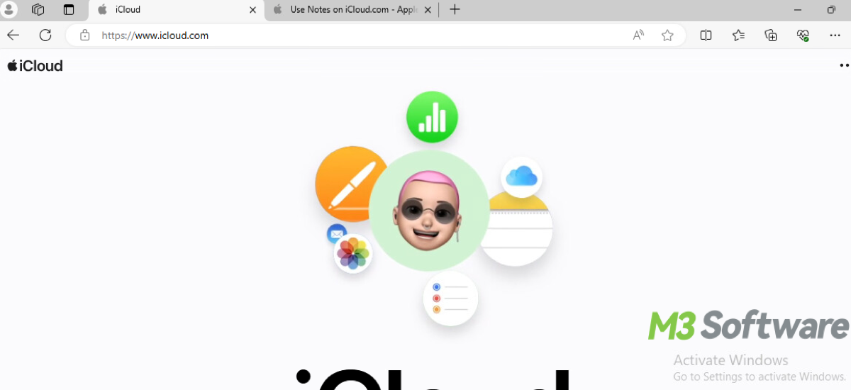 icloud website to use Apple Notes on Windows