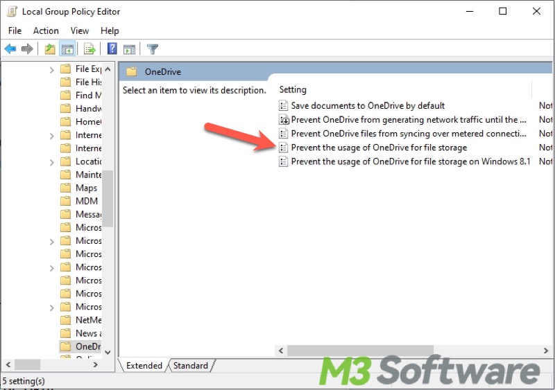 disable OneDrive via local group policy editor on Windows 10