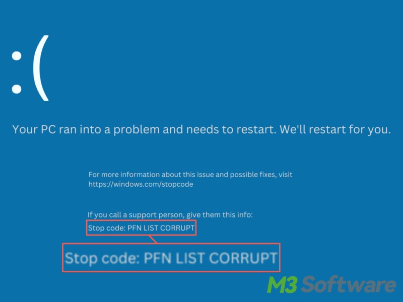 pfn list corrupt windows 10