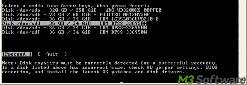TestDisk select disk