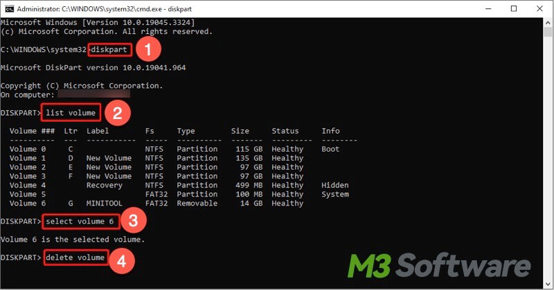delete partition via cmd on Windows 11