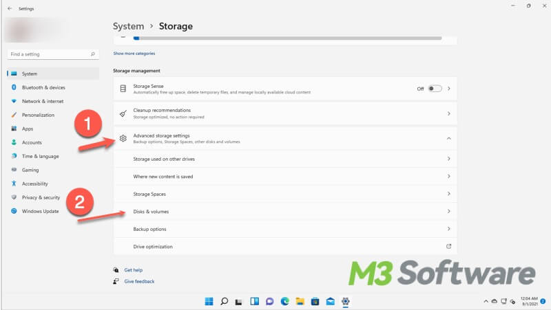 delete partition via Settings on Windows 11