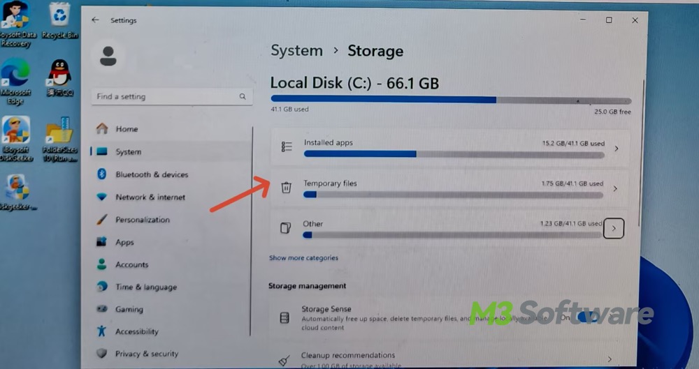 Check Windows 11 storage in settings
