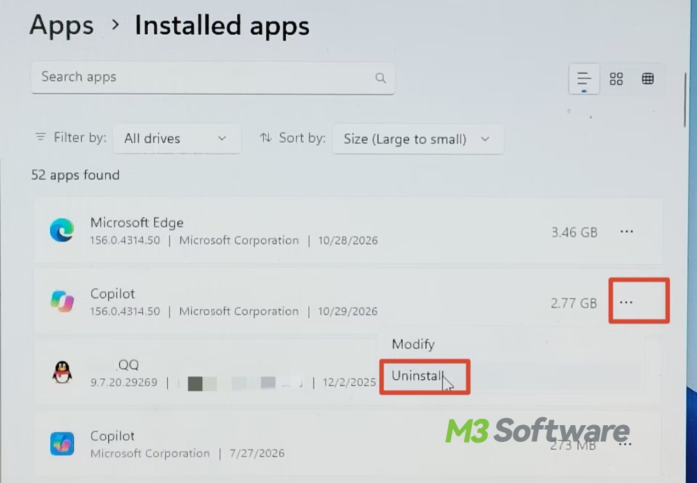 Uninstall unused apps