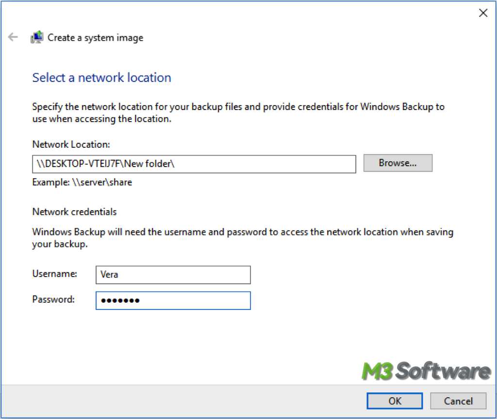 create disk image on network drive