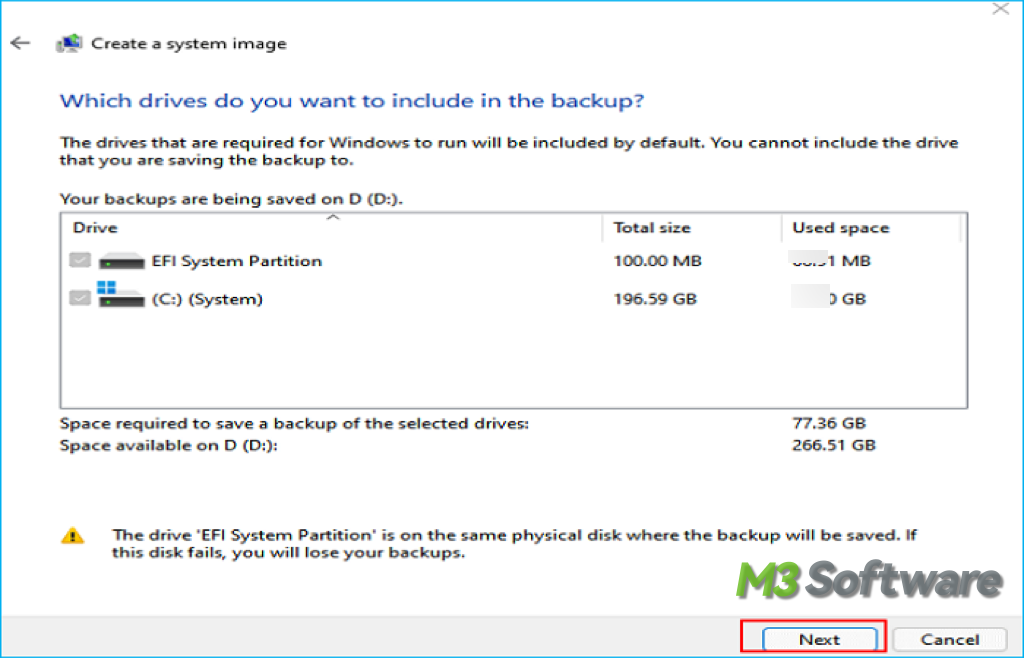 create system image on external hard drive