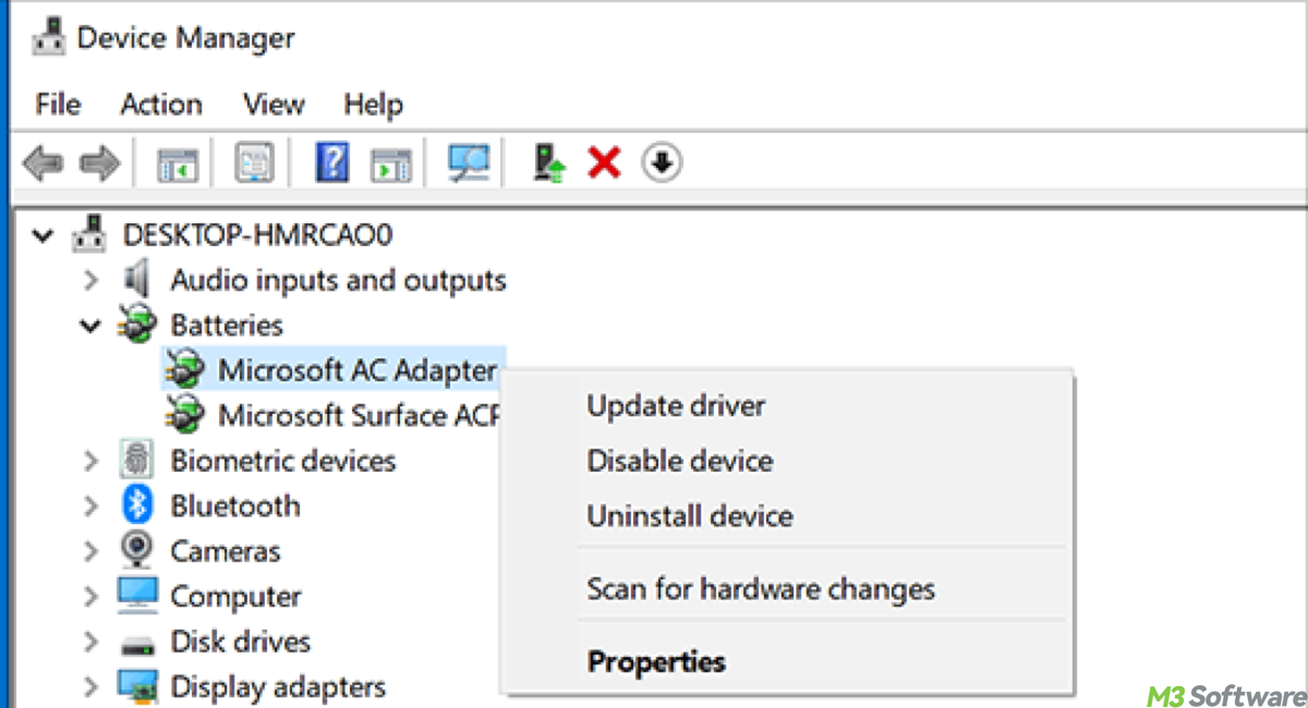 Update drivers in Device Manager
