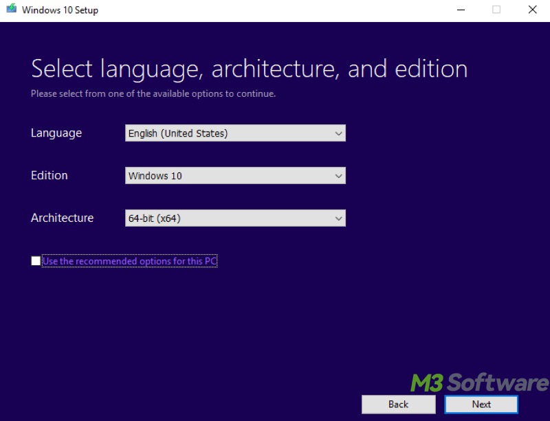language architecture edition Windows 10 setup