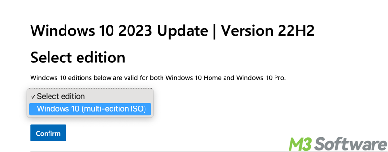Windows 10 ISO download select Windows 10 multi edition