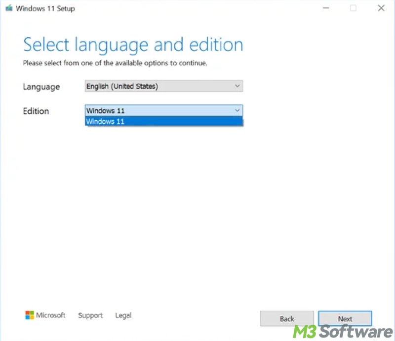 create Windows 11 bootable USB language
