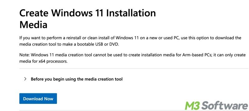 download Windows 11 media creation tool