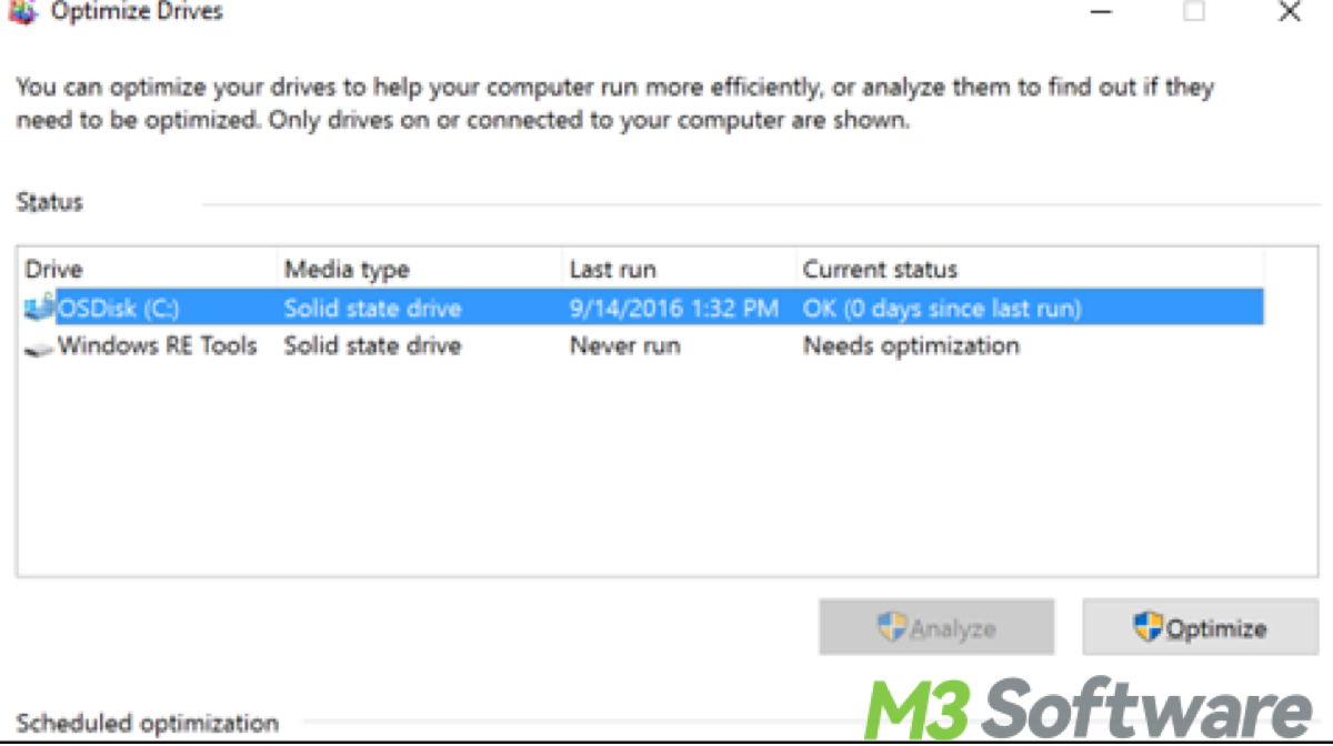 Optimize Drives icon in Windows 10