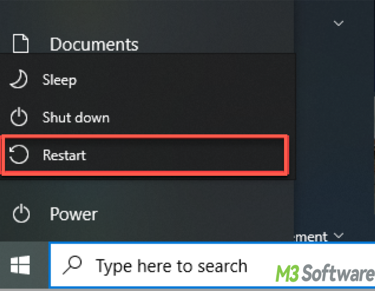 Restart icon in Windows 10