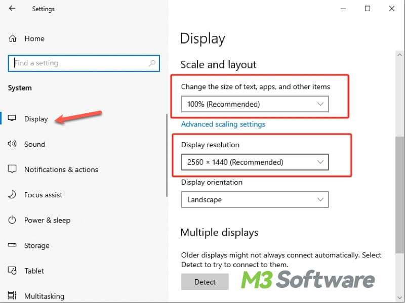 change display setting on Windows