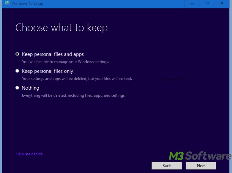 in place upgrade keep personal files and apps