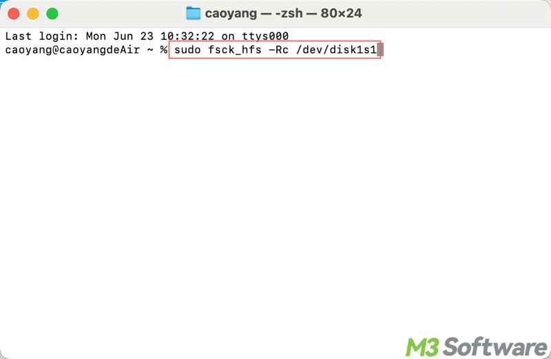 fsck command in Terminal macOS