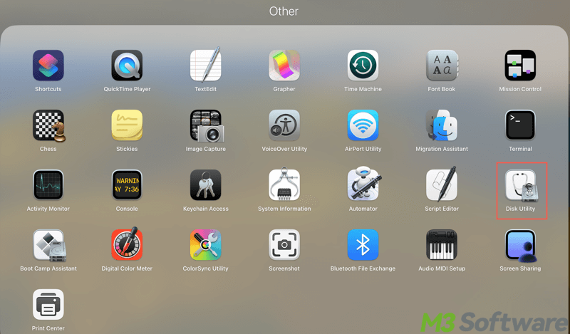 Disk Utility in Launchpad Other folder in macOS