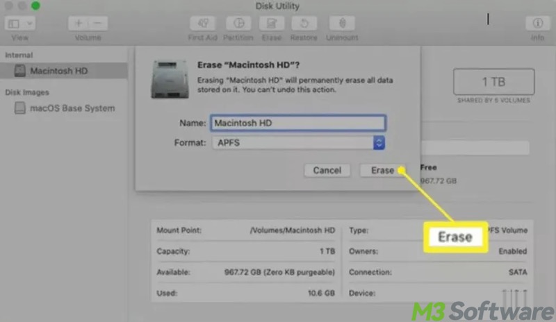 erase startup disk in macOS recovery mode