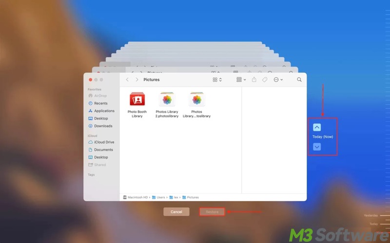 restore data from Time Machine in macOS