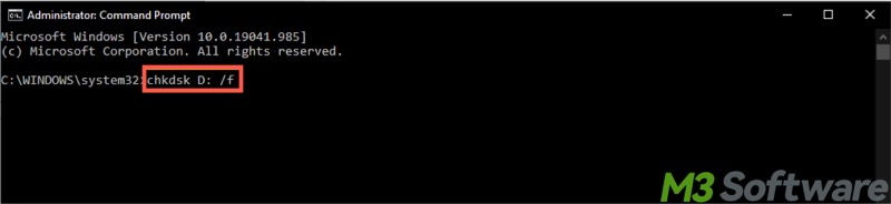 chkdsk f in cmd