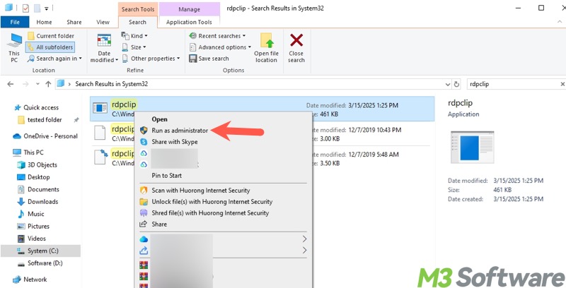 run rdpclip as administrator in Windows File Explorer