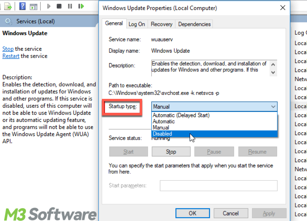 Disable Windows Update Service