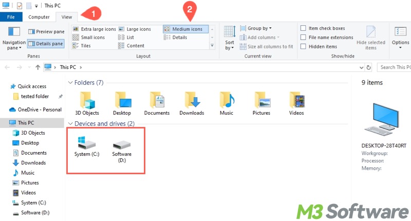 medium icons layout in File Explorer