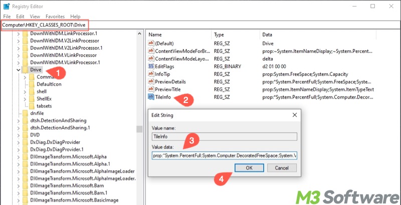modify TileInfo registry value data in Registry Editor