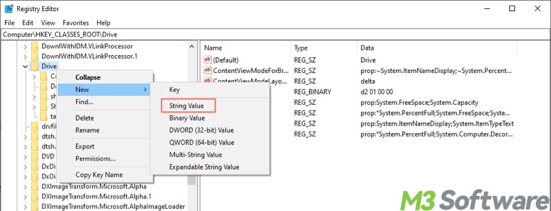 create new string value in Registry Editor